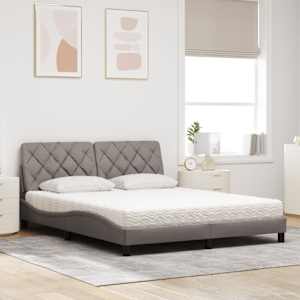 Postel s matrací taupe 160 x 200 cm textil - obrázek 3