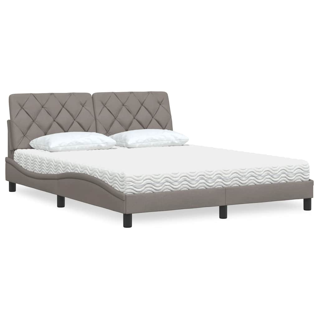 vidaXL Bett mit Matratze Taupe 160x200 cm Stoff