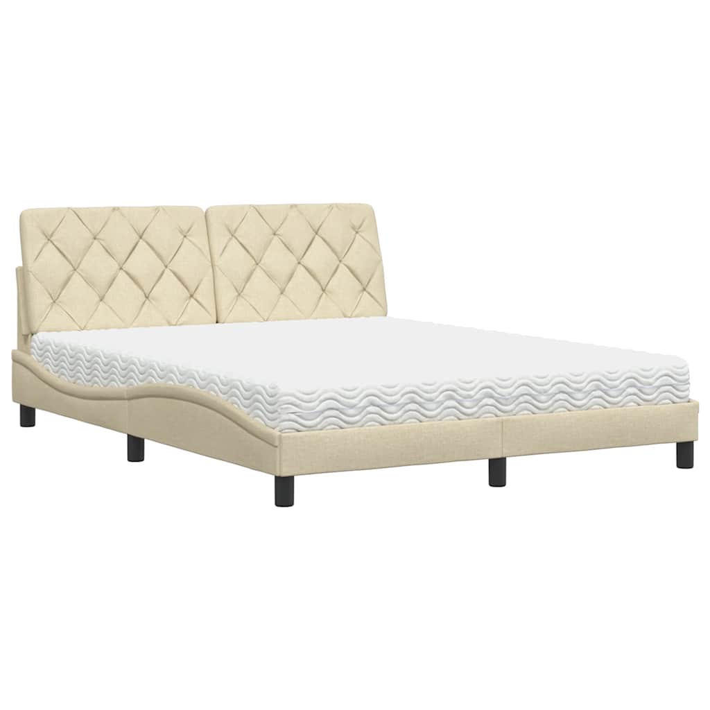vidaXL Postel s matrací krémová 160 x 200 cm textil