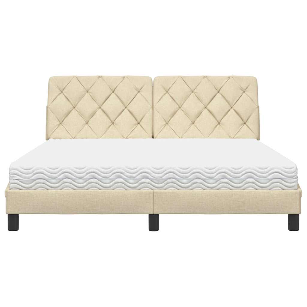vidaXL Bed met matras stof crèmekleurig 160x200 cm, foto 4