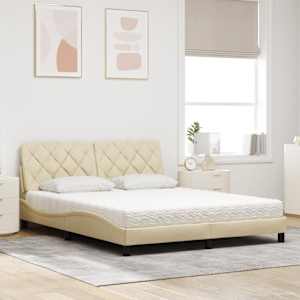 vidaXL Cama com colch&atilde;o 160x200 cm tecido cor creme