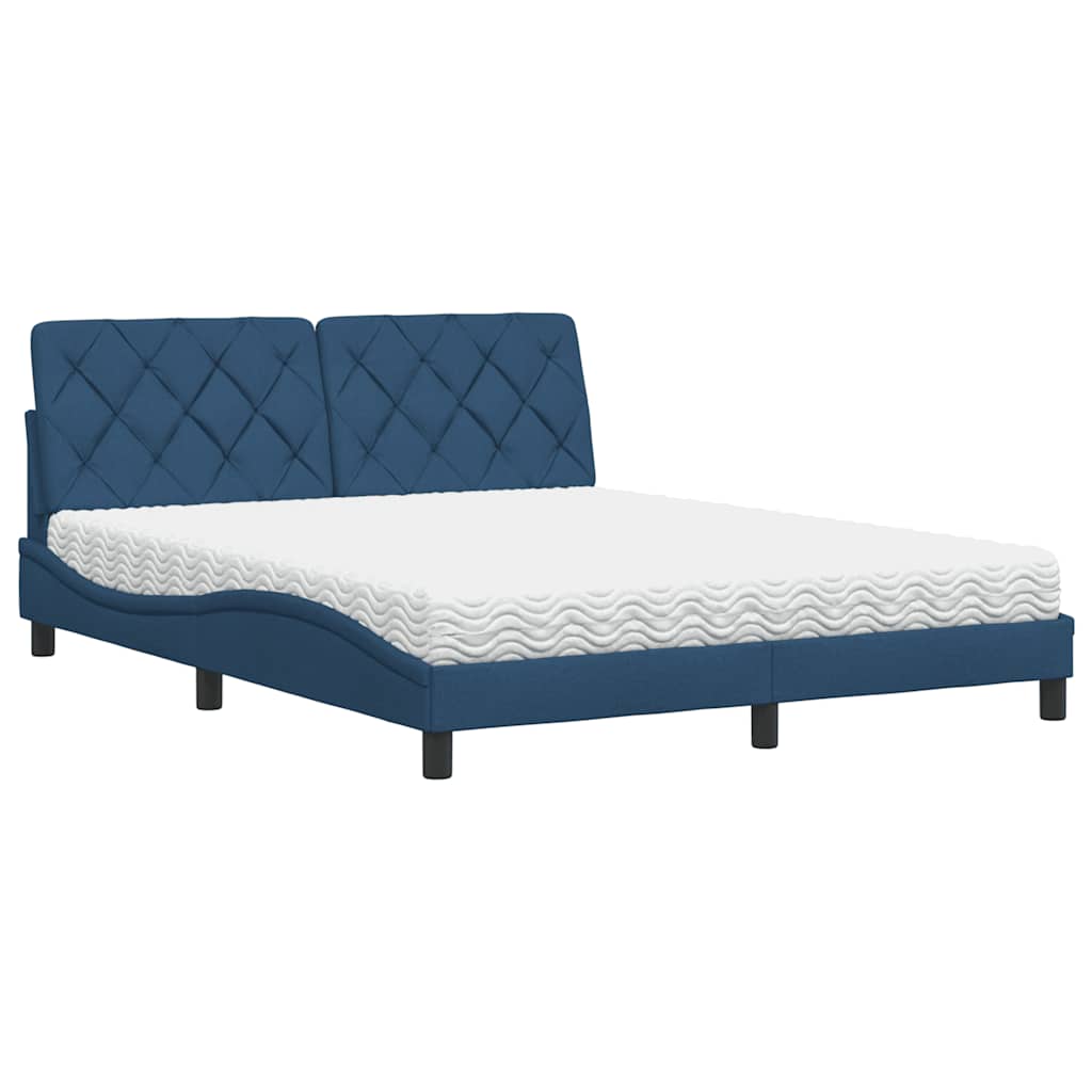 vidaXL Bed met matras stof blauw 160x200 cm, foto 3