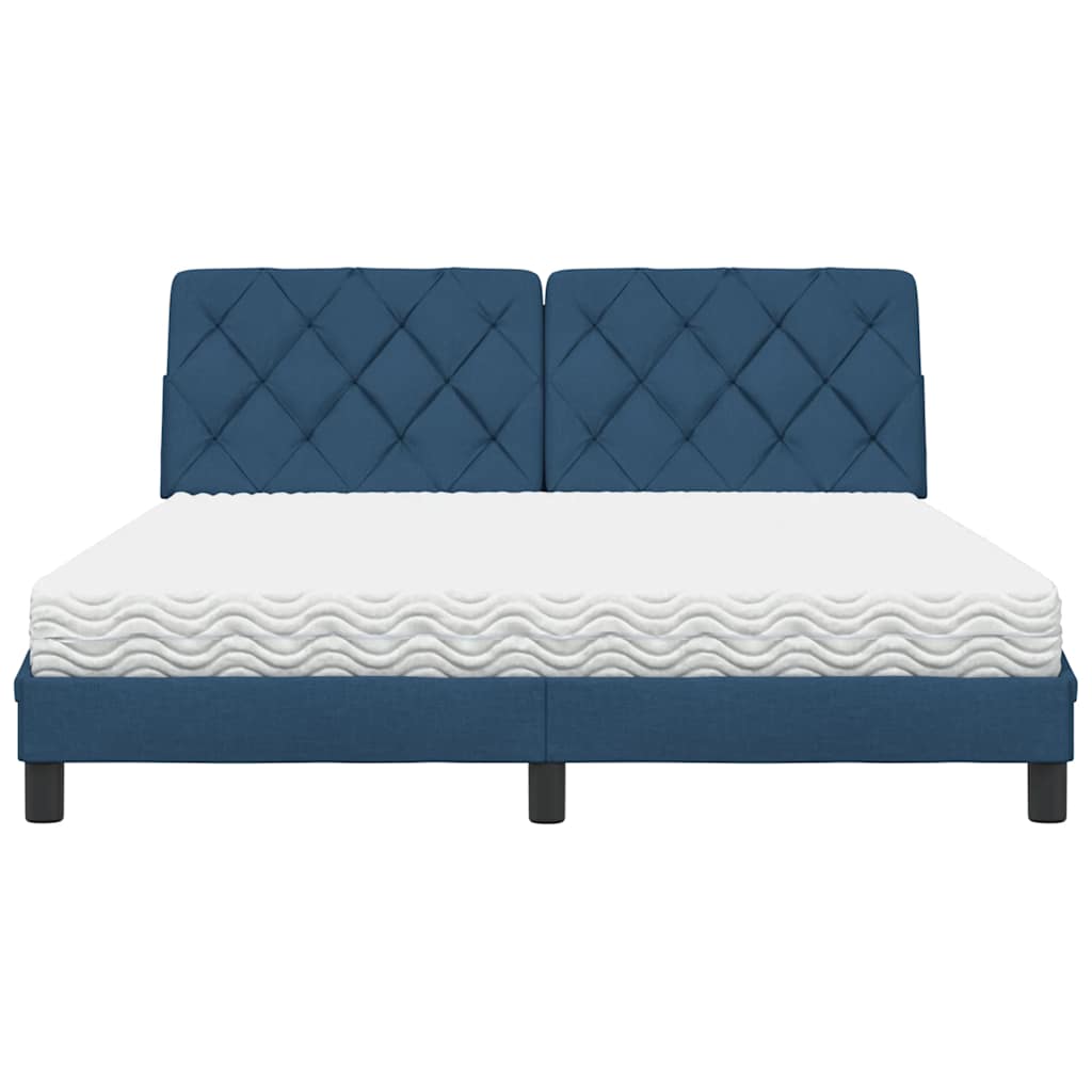 vidaXL Bed met matras stof blauw 160x200 cm, foto 4