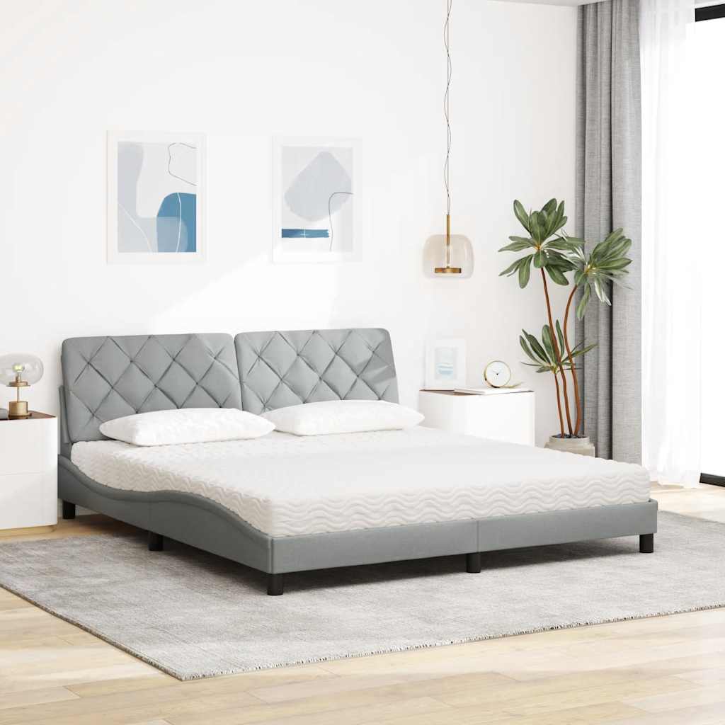 vidaXL Bed met matras stof lichtgrijs 180x200 cm grijs, foto 2