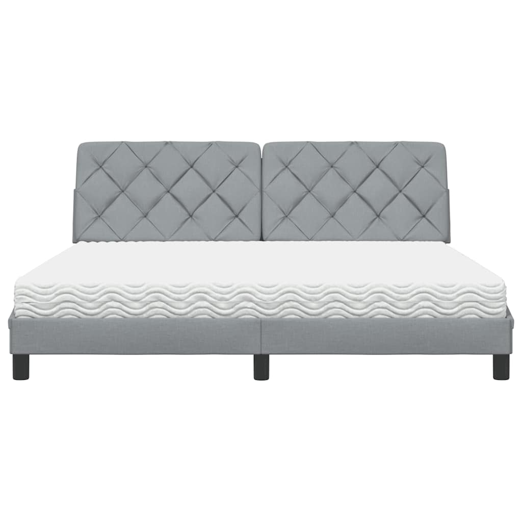 vidaXL Bed met matras stof lichtgrijs 180x200 cm grijs, foto 4
