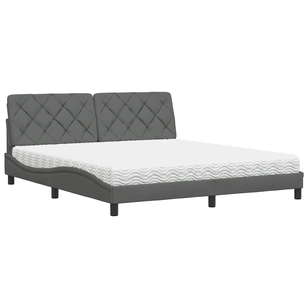 vidaXL Bed met matras stof donkergrijs 180x200 cm grijs, foto 3