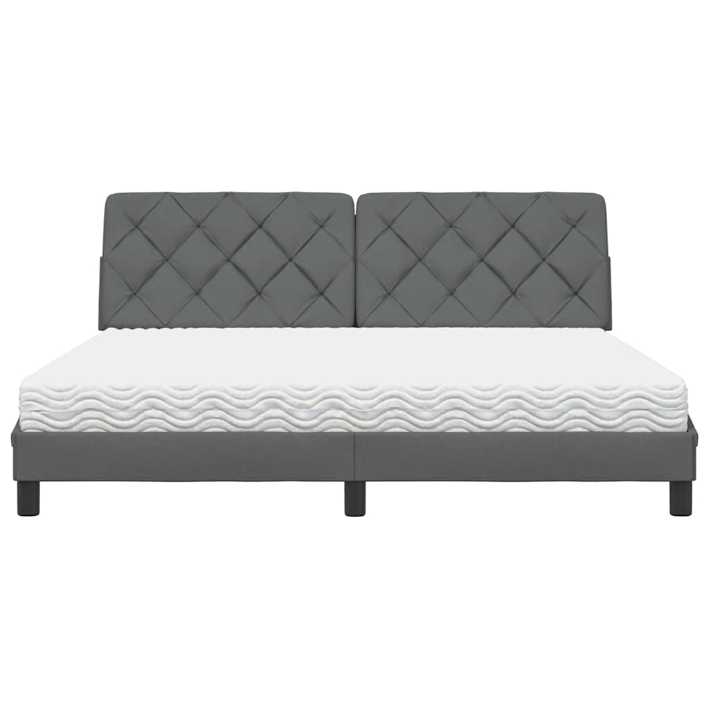 vidaXL Bed met matras stof donkergrijs 180x200 cm grijs, foto 4