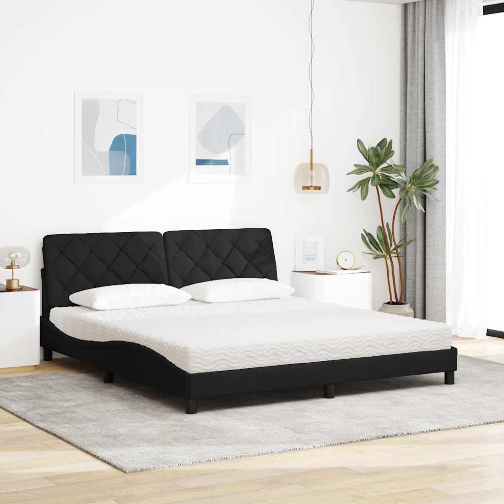 Thumbnail - vidaXL Bett mit Matratze Schwarz 180x200 cm Stoff