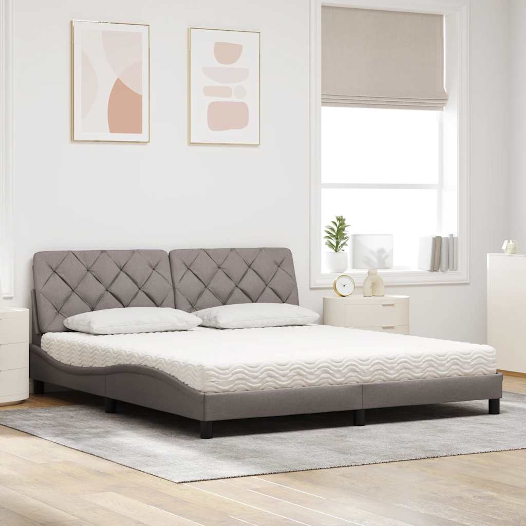 vidaXL Bed met matras stof taupe 180x200 cm, foto 2