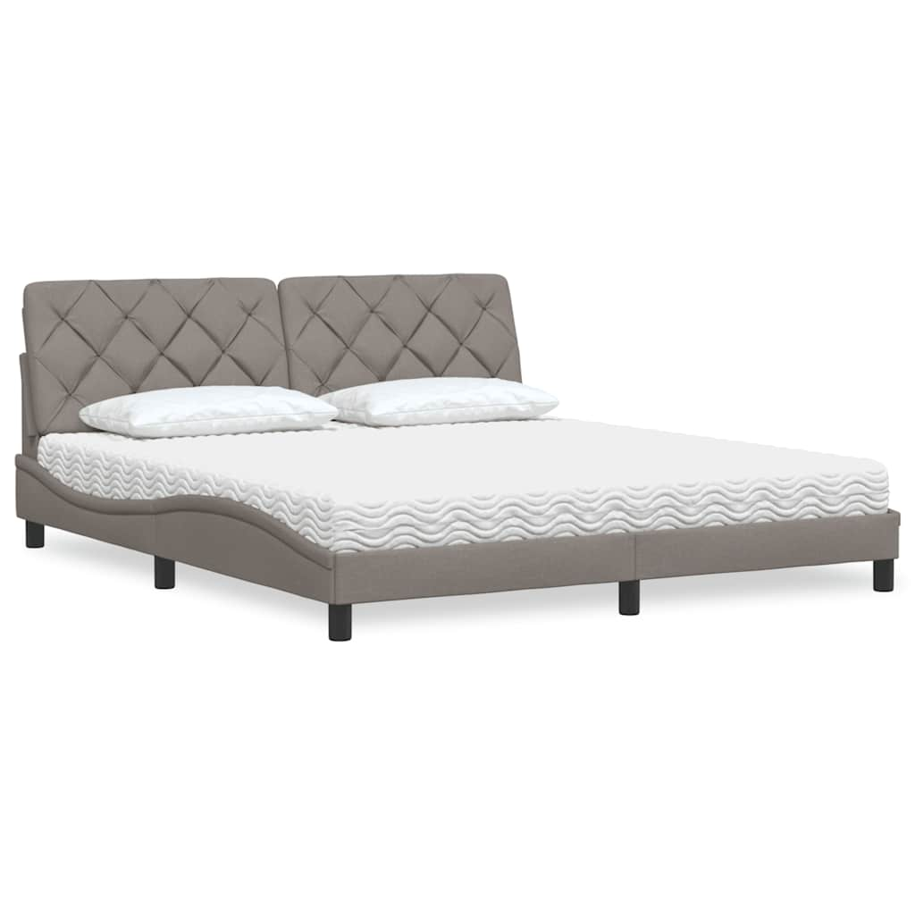 vidaXL Bett mit Matratze Taupe 180x200 cm Stoff