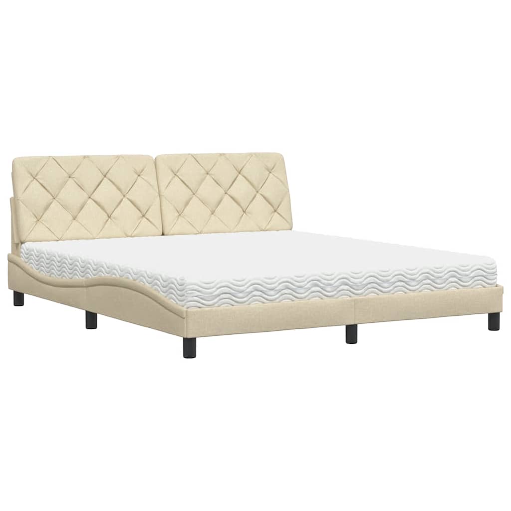 vidaXL Bed met matras stof crèmekleurig 180x200 cm, foto 3