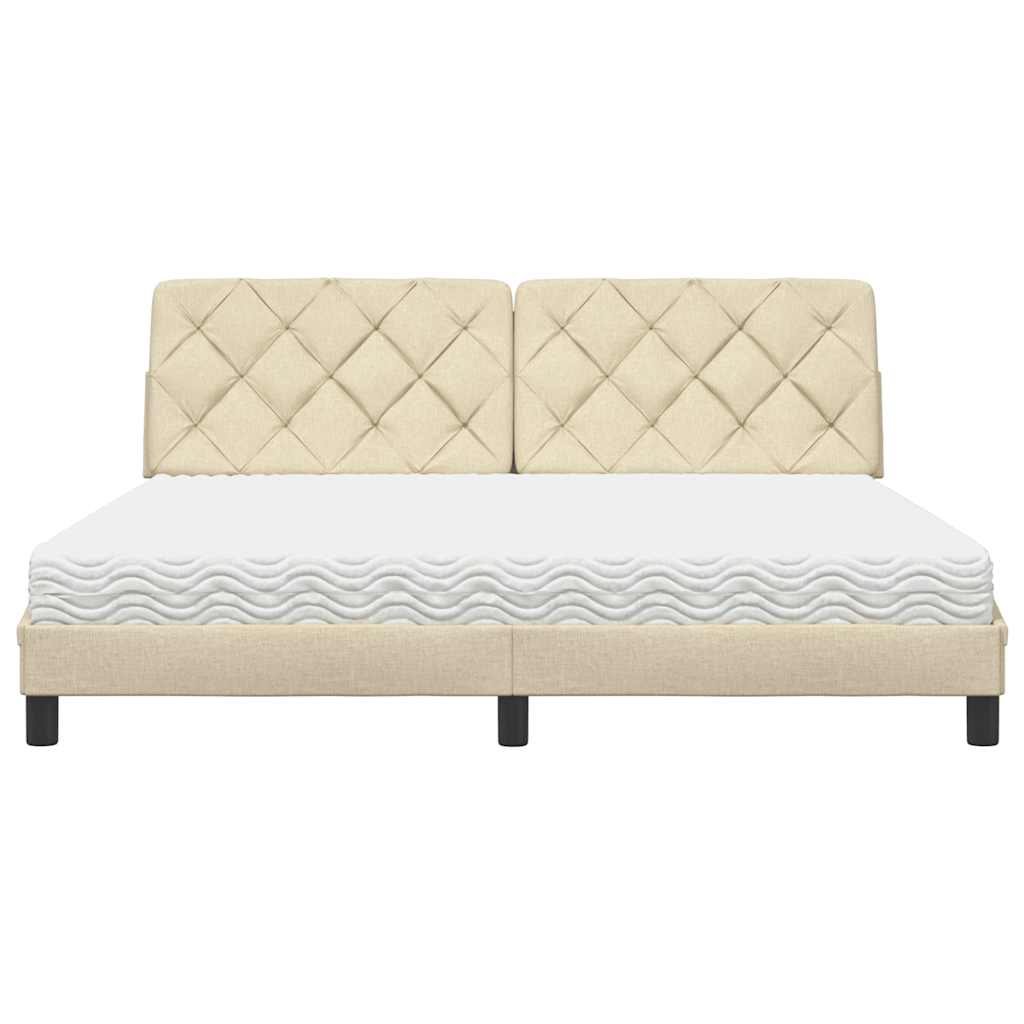 vidaXL Bed met matras stof crèmekleurig 180x200 cm, foto 4