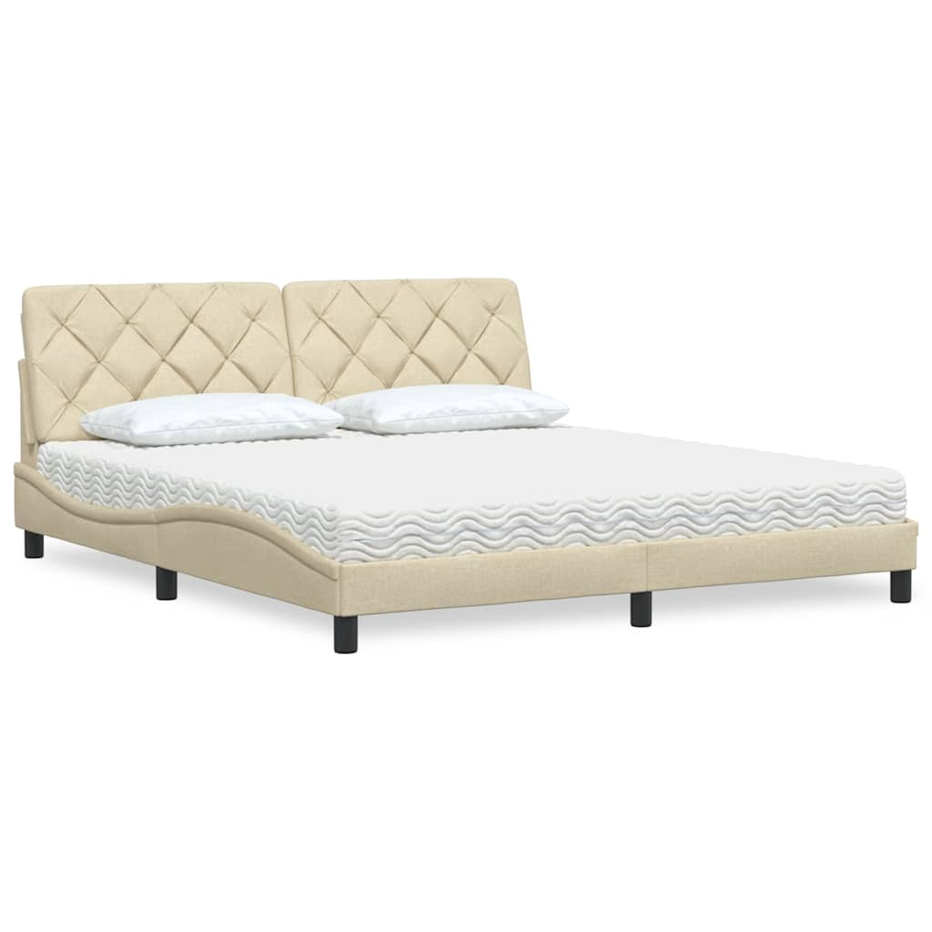 vidaXL Bett mit Matratze Creme 180x200 cm Stoff