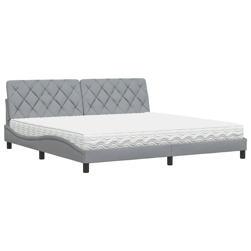 vidaXL Bed met matras stof lichtgrijs 200x200 cm grijs, foto 3