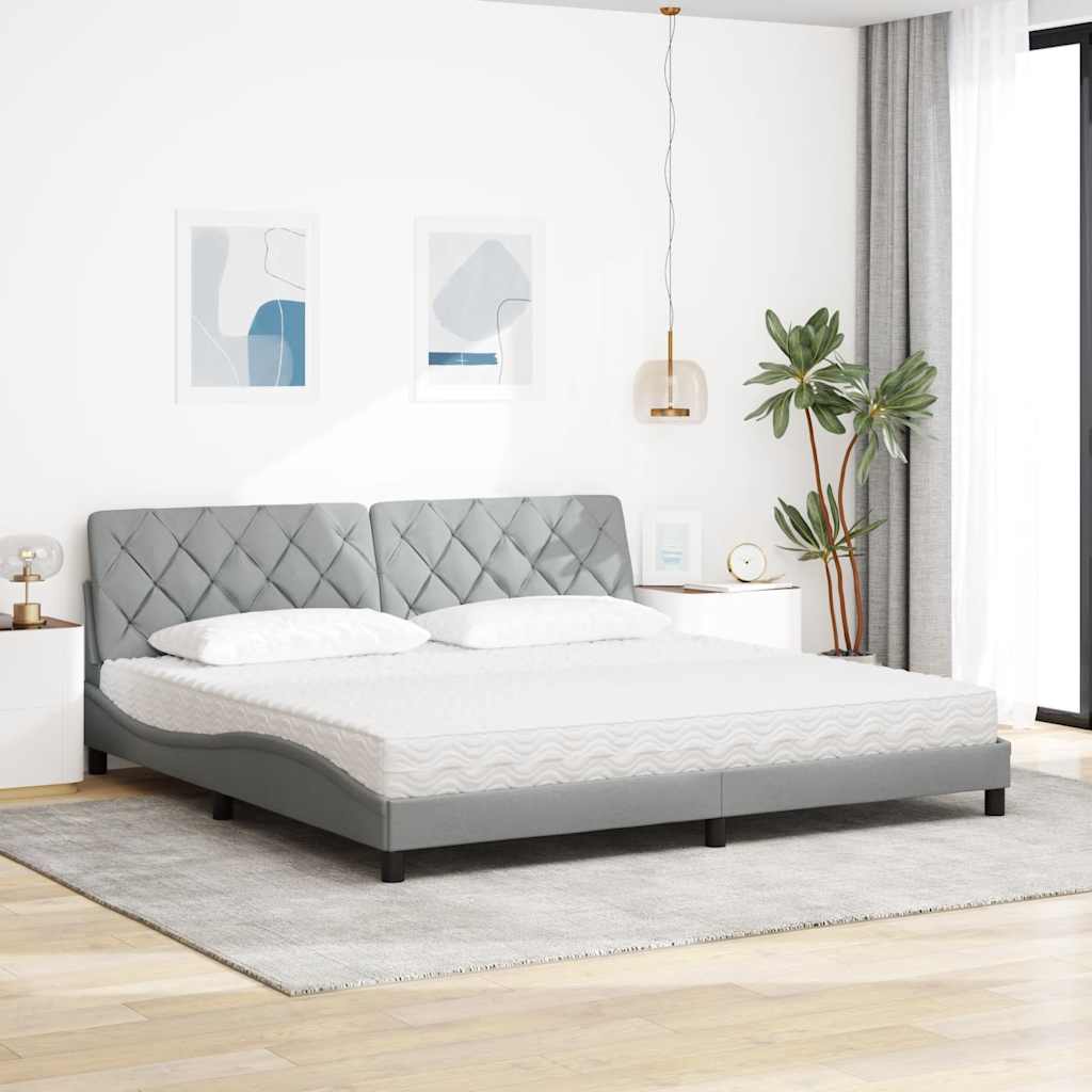 vidaXL Bed met matras stof lichtgrijs 200x200 cm grijs, foto 2