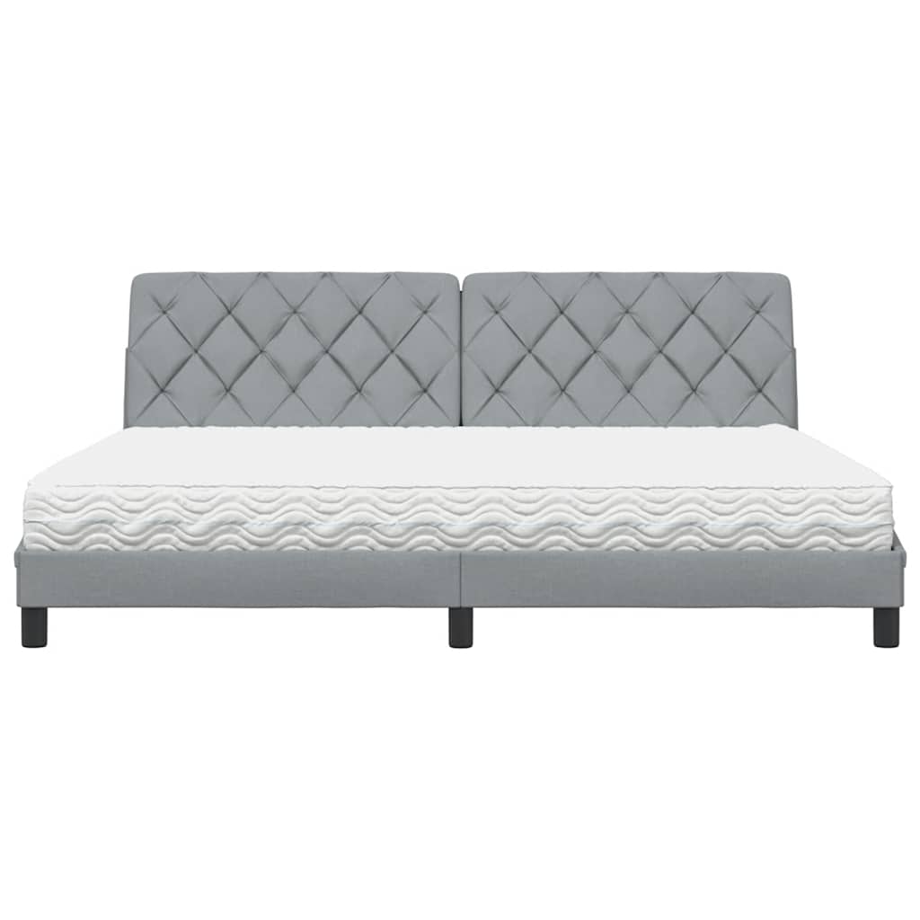 vidaXL Bed met matras stof lichtgrijs 200x200 cm grijs, foto 4