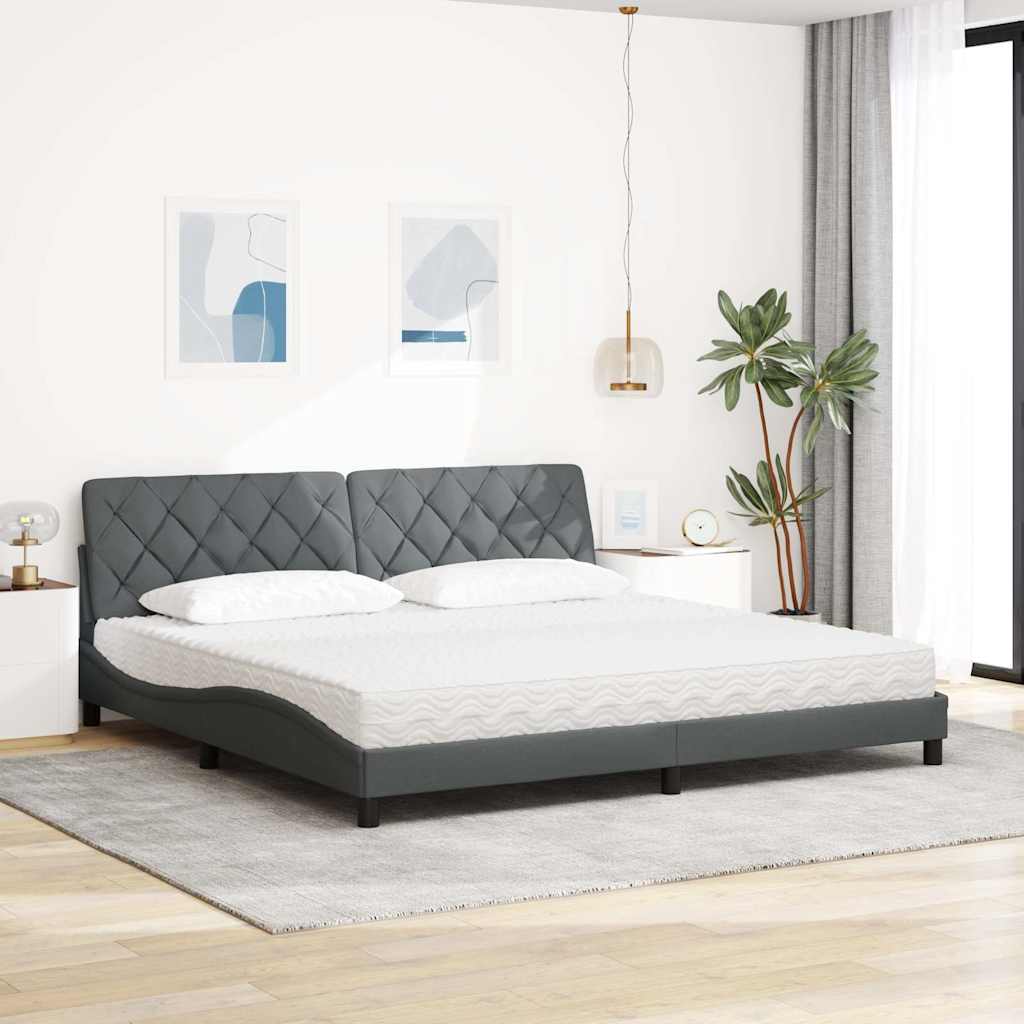 Thumbnail - vidaXL Bett mit Matratze Dunkelgrau 200x200 cm Stoff
