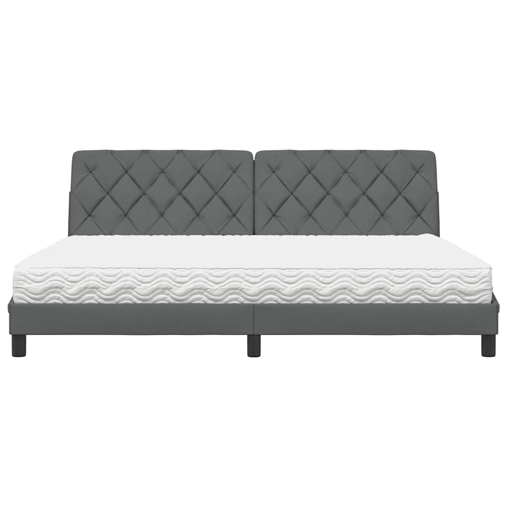 vidaXL Bed met matras stof donkergrijs 200x200 cm grijs, foto 4