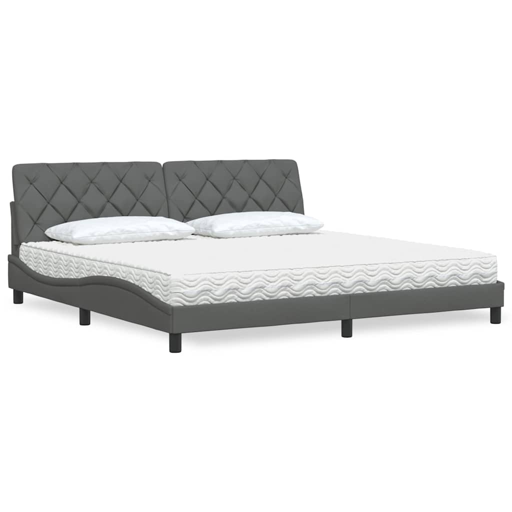 vidaXL seng med madras 200x200 cm stof mørkegrå
