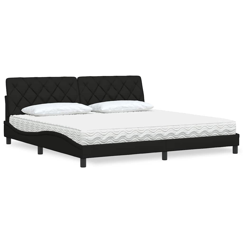 vidaXL Bett mit Matratze Schwarz 200x200 cm Stoff