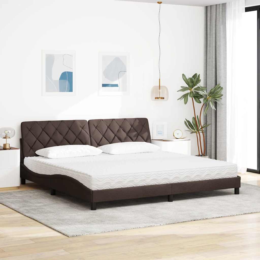 vidaXL Bed met matras stof donkerbruin 200x200 cm bruin, foto 2