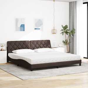 Postel s matrací tmavě hnědá 200 x 200 cm textil - obrázek 3