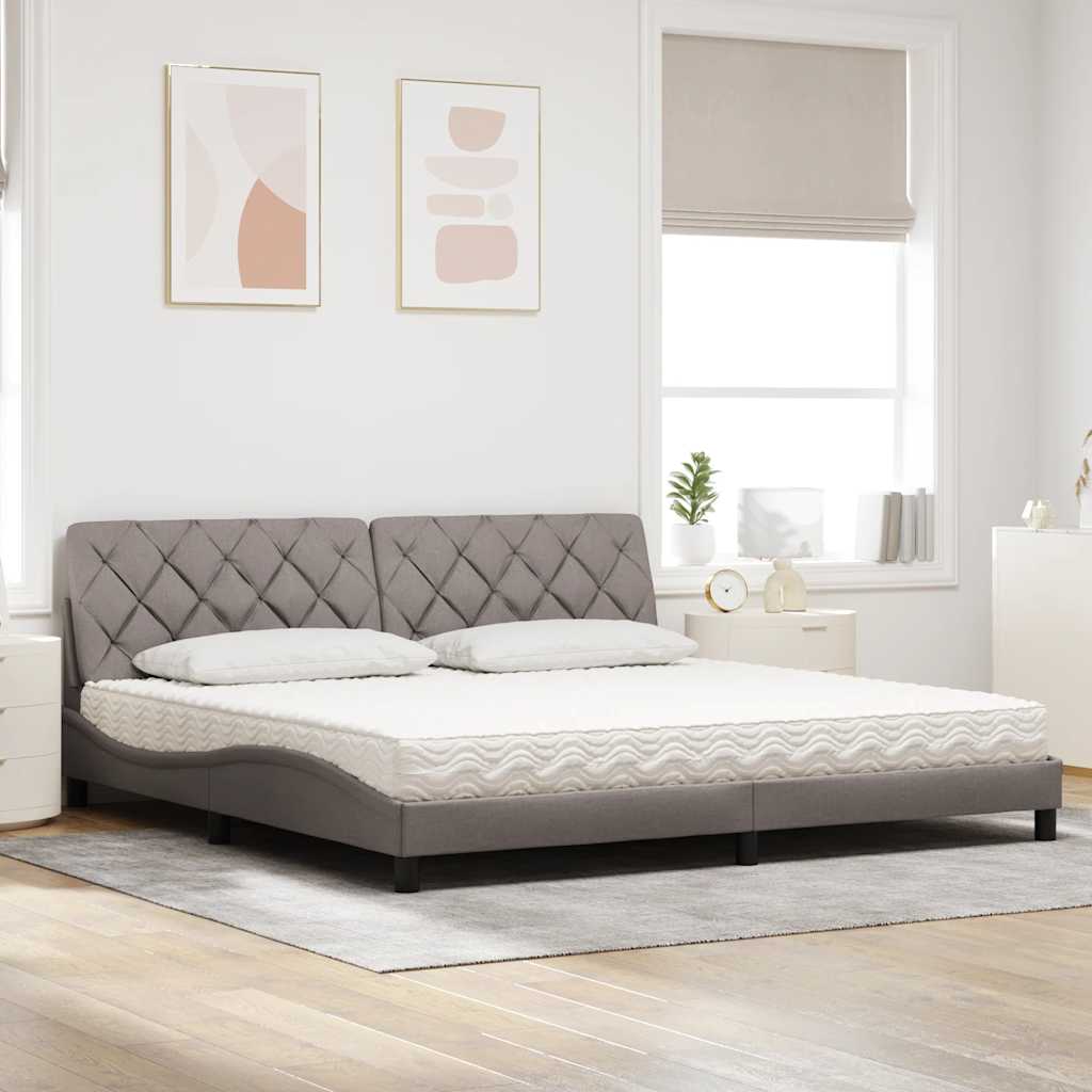 vidaXL Bed met matras stof taupe 200x200 cm, foto 2