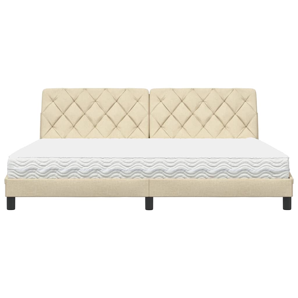 vidaXL Bed met matras stof crèmekleurig 200x200 cm, foto 4