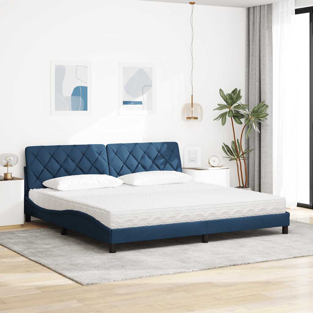 Thumbnail - vidaXL Bett mit Matratze Blau 200x200 cm Stoff