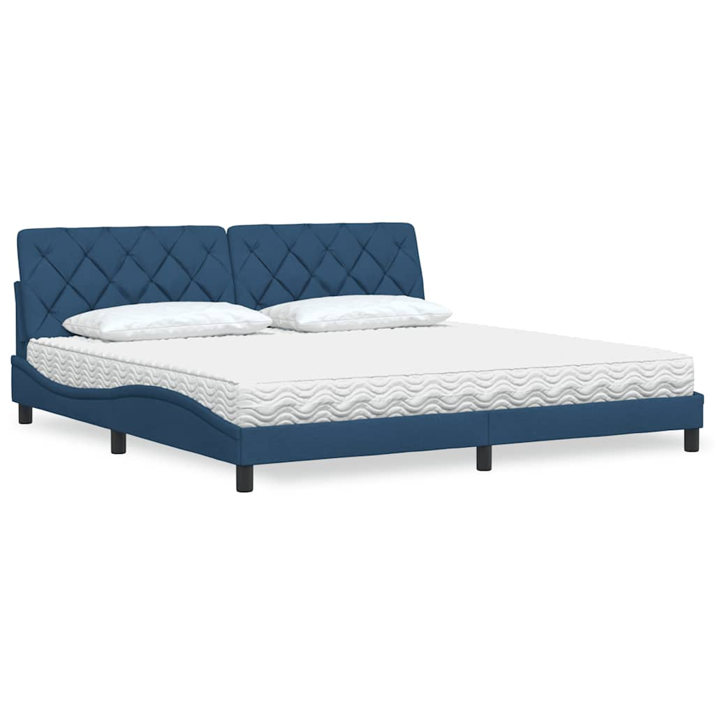 vidaXL Bett mit Matratze Blau 200x200 cm Stoff