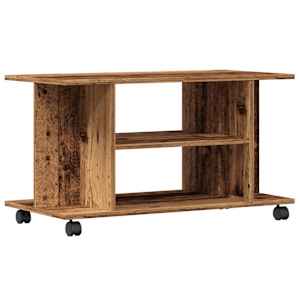 TV stolek na kolečkách old wood 80x40x45 cm kompozitní dřevo - obrázek 2
