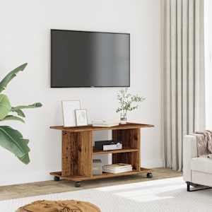 TV stolek na kolečkách old wood 80x40x45 cm kompozitní dřevo - obrázek 3