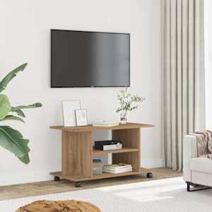TV stolek na kolečkách dub artisan 80x40x45 cm kompozitní dřevo - obrázek 1