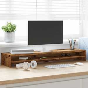 Stojan na monitor old wood 100 x 24 x 13 cm kompozitní dřevo - obrázek 4