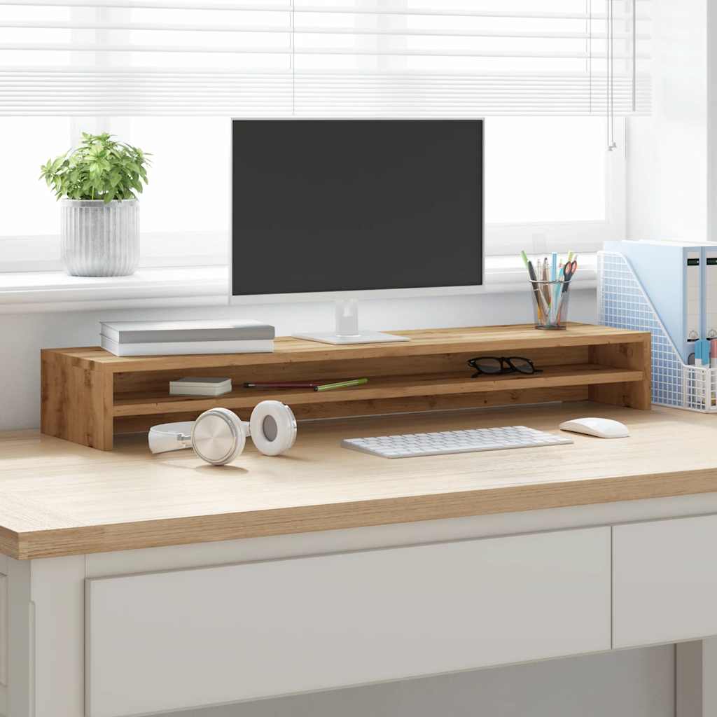 vidaXL Suport monitor, stejar artizanal, 100x24x13 cm, lemn prelucrat