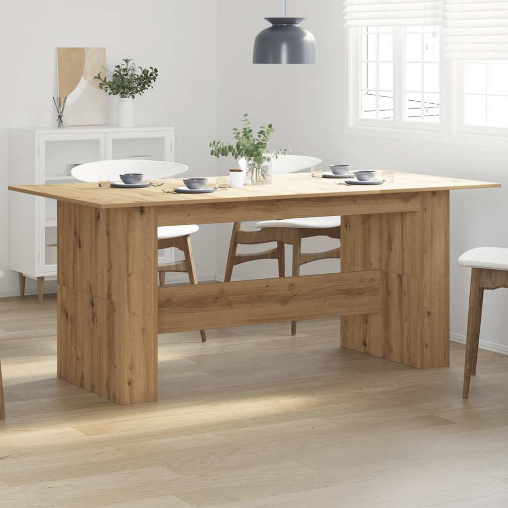vidaXL Eettafel 180x90x76 cm bewerkt hout artisanaal eikenkleur afbeelding