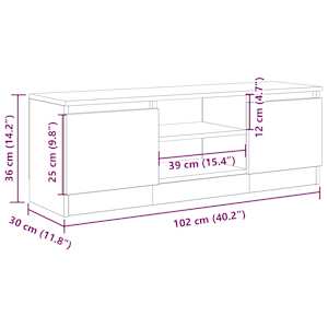 TV stolek dub artisan 102x30x36 kompozitní dřevo - obrázek 10
