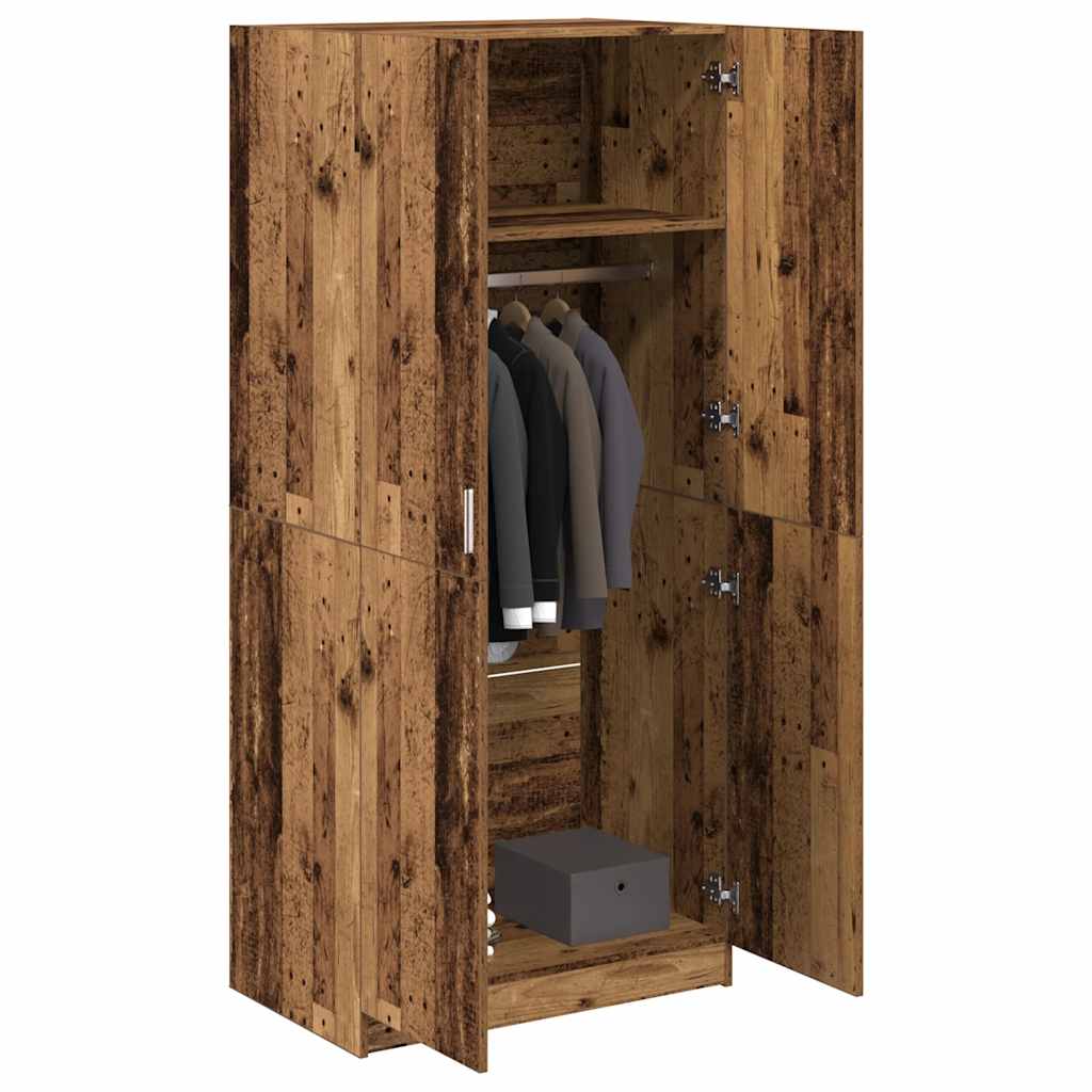 vidaXL Kleiderschrank Altholz-Optik 80x52x180 cm Holzwerkstoff