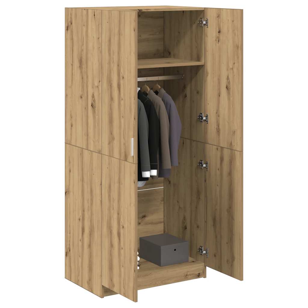 vidaXL Kledingkast 80x52x180 cm bewerkt hout artisanaal eikenkleurig afbeelding