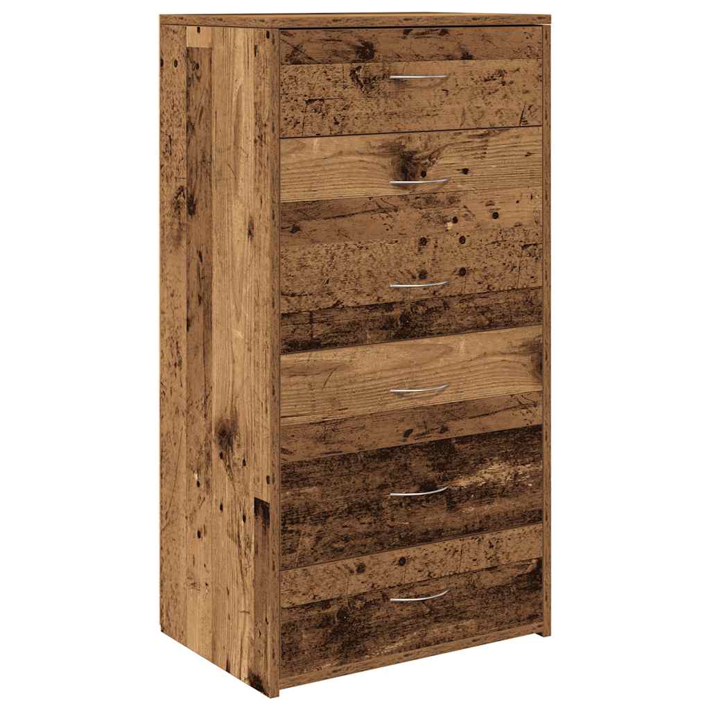 vidaXL Příborník se 6 zásuvkami old wood 50 x 34 x 96 cm dřevotříska