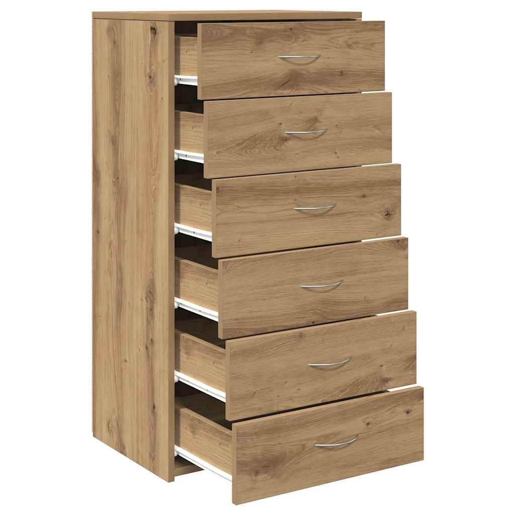 vidaXL Dressoir met 6 lades 50x34x96 cm bewerkt hout artisanaal eiken