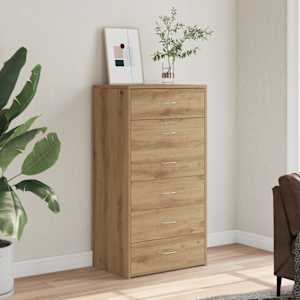 Komoda s 6 predali artisan hrast 50x34x96 cm iverna plošča