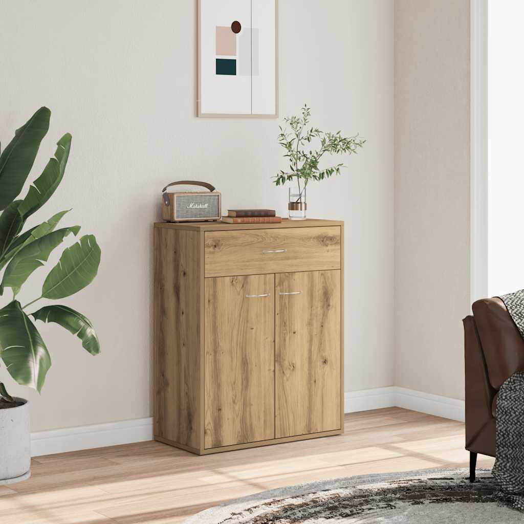 vidaXL kézműves tölgy színű szerelt fa tálalószekrény 60x30x75 cm