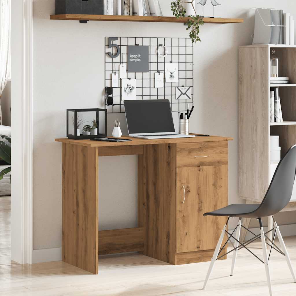 vidaXL Bureau 100x50x76 cm bewerkt hout artisanaal eikenkleur afbeelding