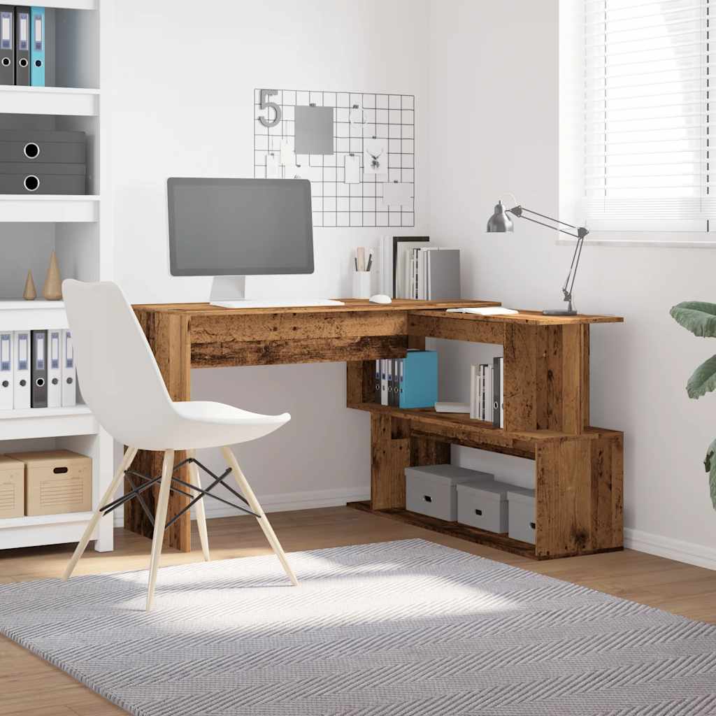 vidaXL Rohový písací stôl Old Wood 200,5x50x76 cm Engineered Wood