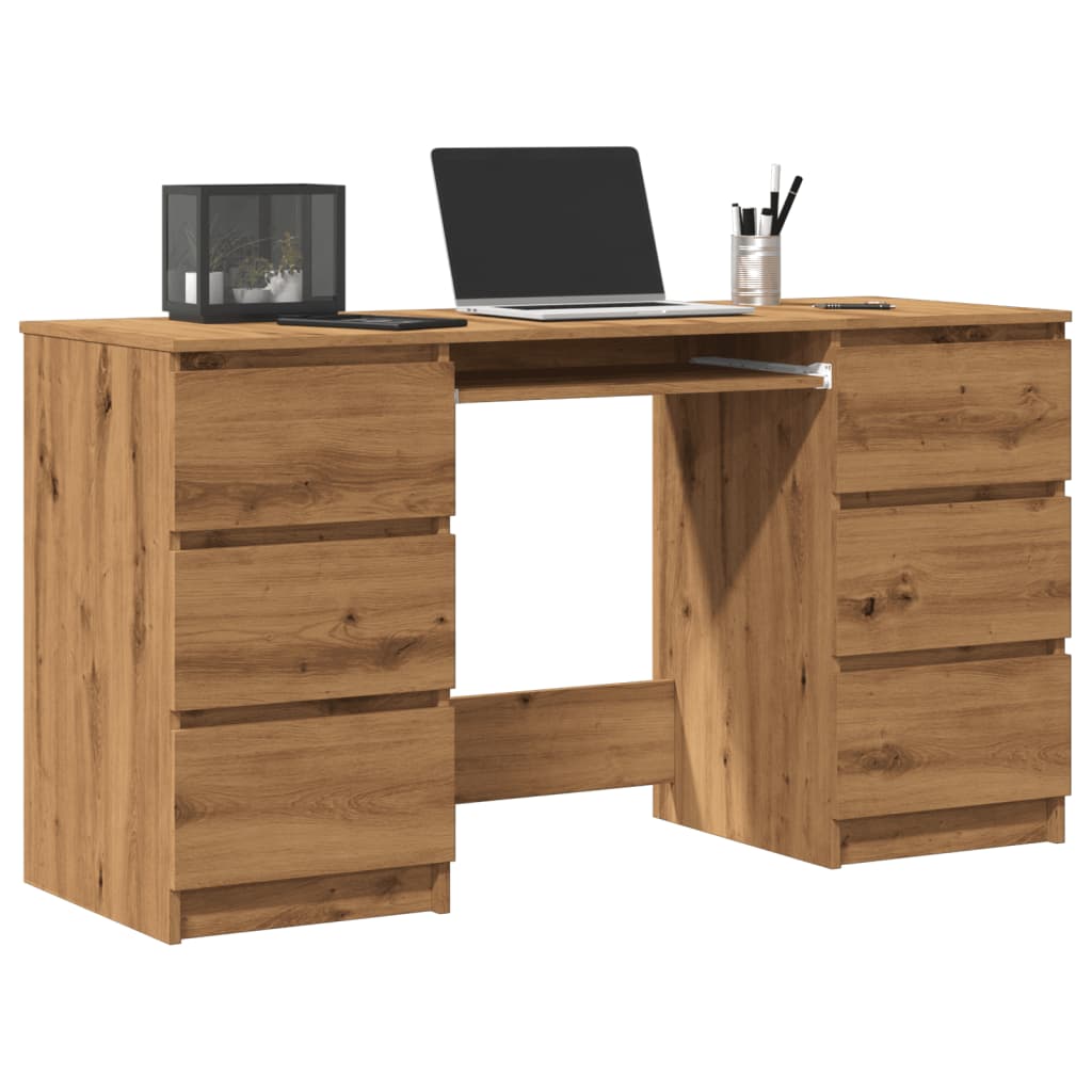 vidaXL Birou de scris, stejar artizanal, 140x50x77 cm, lemn prelucrat