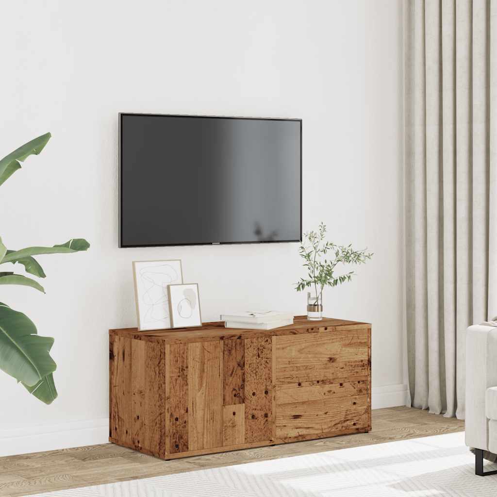 vidaXL Tv-meubel 80x34x35,5 cm bewerkt hout oud houtkleurig