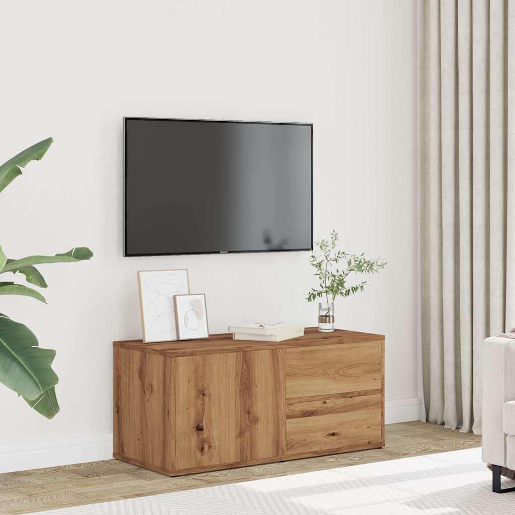 vidaXL Tv-meubel 80x34x35,5 cm bewerkt hout artisanaal eikenkleur afbeelding