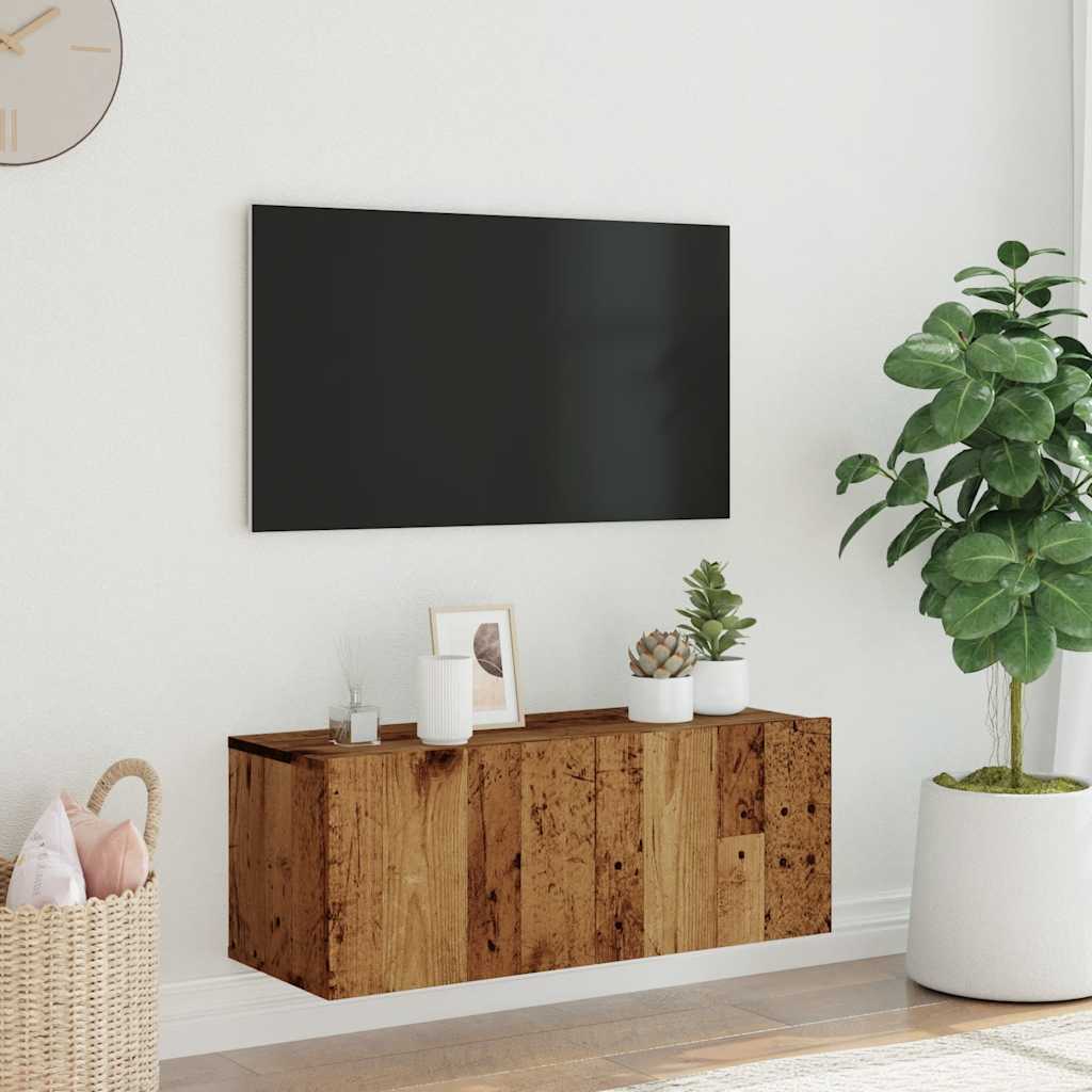 vidaXL Tv-wandmeubel 80x30x30 cm bewerkt hout oud houtkleurig afbeelding