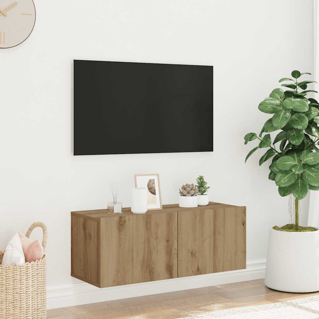 vidaXL TV-Wandschrank Artisan-Eiche 80x30x30 cm Holzwerkstoff